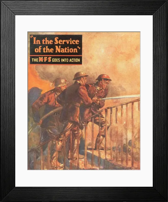 Framed Print : WWII National Fire Service Firemen Firefighting Framed Print : WWII National Fire Service Firemen Firefighting