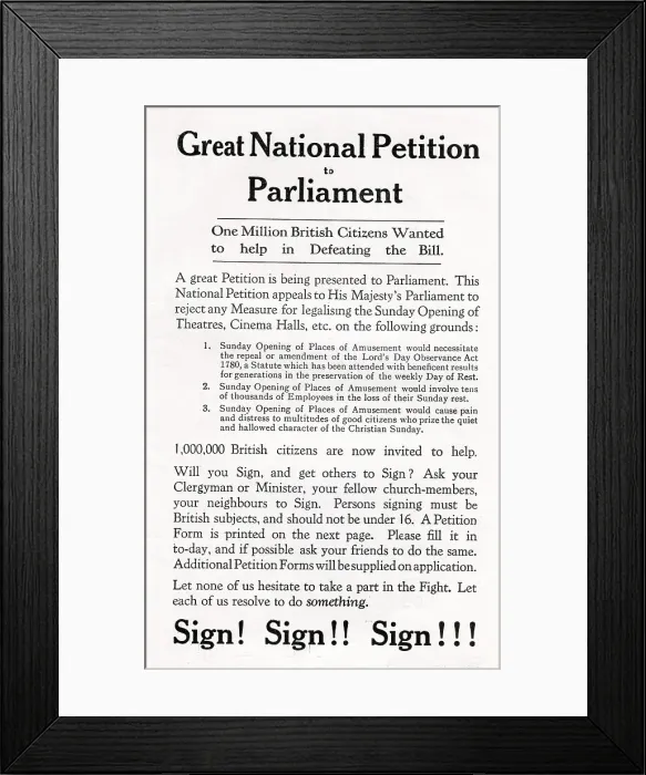 Framed Print : Leaflet 3 against Sunday opening of Theatres and Cinemas Framed Print : Leaflet 3 against Sunday opening of Theatres and Cinemas