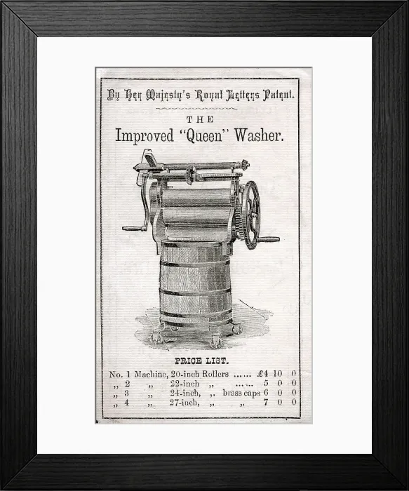 Framed Print : The Improved Queen Washer - publicity leaflet Framed Print : The Improved Queen Washer - publicity leaflet