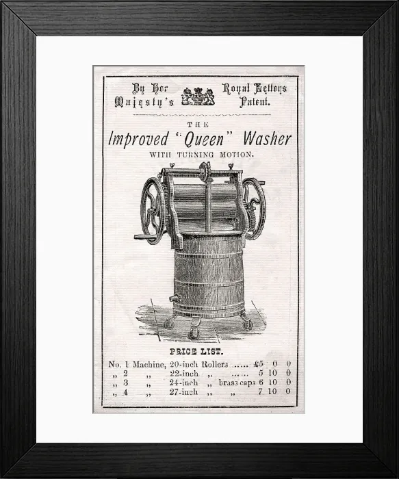 Framed Print : The Improved Queen Washer with turning motion Framed Print : The Improved Queen Washer with turning motion