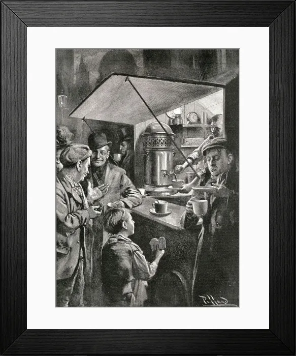 Framed Print : A Night Scene in London - The British Workman Annual Framed Print : A Night Scene in London - The British Workman Annual