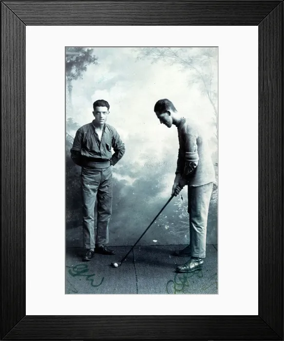Framed Print : A Golfer and Friend - Studio portrait photograph Framed Print : A Golfer and Friend - Studio portrait photograph