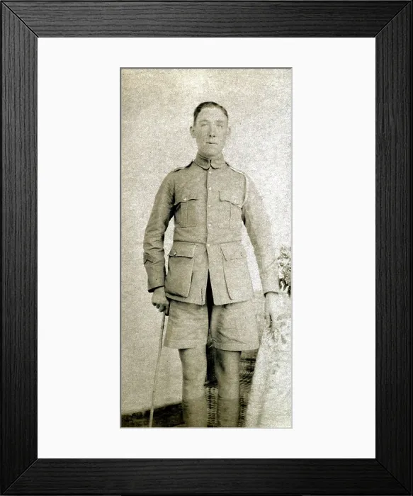 Framed Print : Young man in army uniform - possibly in North Africa Framed Print : Young man in army uniform - possibly in North Africa