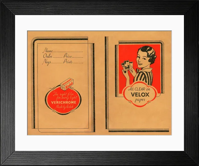 Framed Print : KODAK Verichrome - Velox Print and negative wallet Framed Print : KODAK Verichrome - Velox Print and negative wallet