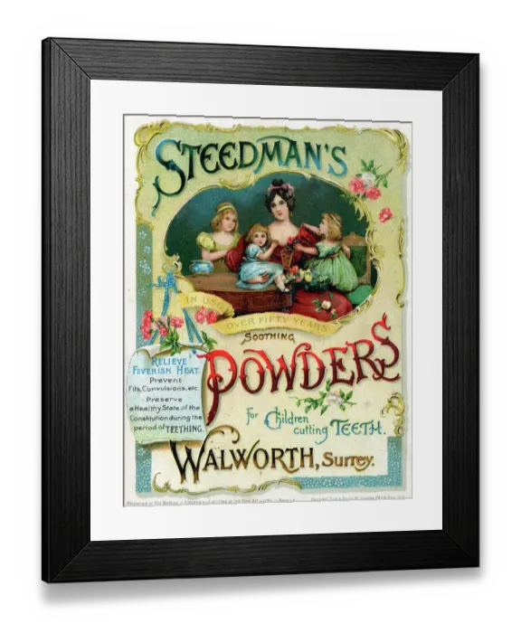 Framed Print : Trade Card for Steedman's Soothing Powders for Children Framed Print : Trade Card for Steedman's Soothing Powders for Children