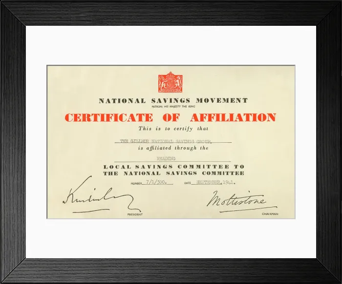 Framed Print : WW2 - National Savings Movement - Certificate Framed Print : WW2 - National Savings Movement - Certificate