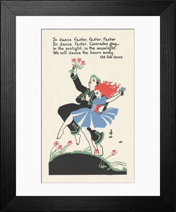 Framed Print : Dancing. Young couple dancing through the countryside with bunches of flowers Framed Print : Dancing. Young couple dancing through the countryside with bunches of flowers