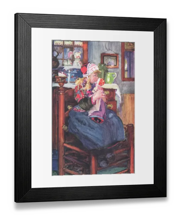 Framed Print : Dutch Girl and doll Framed Print : Dutch Girl and doll