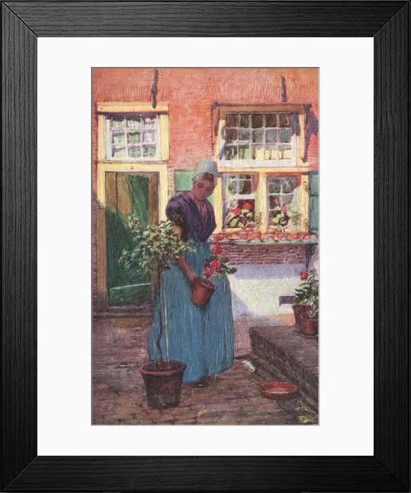 Framed Print : Dutch Woman in Her Garden Framed Print : Dutch Woman in Her Garden