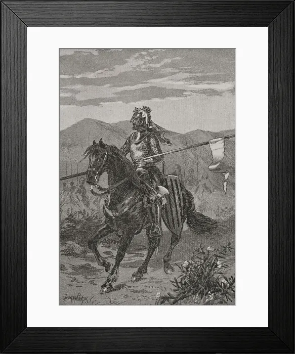 Framed Print : Peter III of Aragon (1240-1285). Equestrian portrait Framed Print : Peter III of Aragon (1240-1285). Equestrian portrait