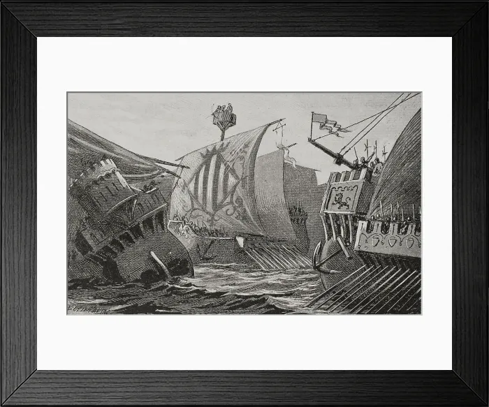 Framed Print : Middle Ages. Mediterranean trade control. Naval Framed Print : Middle Ages. Mediterranean trade control. Naval
