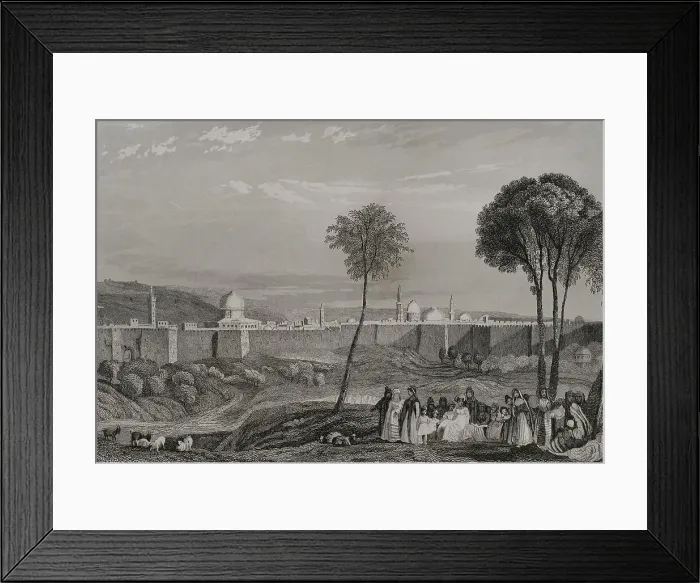 Framed Print : Jerusalem. Wall. Engraving by Emile Rouargue Framed Print : Jerusalem. Wall. Engraving by Emile Rouargue