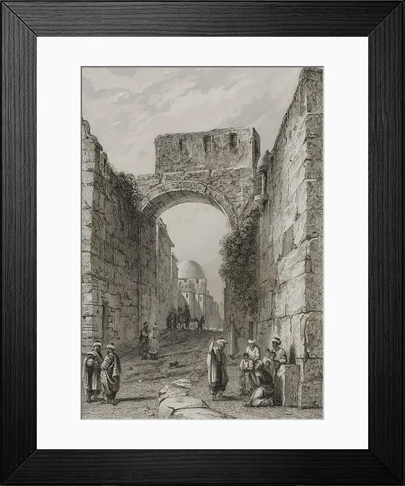Framed Print : Jerusalem. View of a city street. Entrance to Framed Print : Jerusalem. View of a city street. Entrance to
