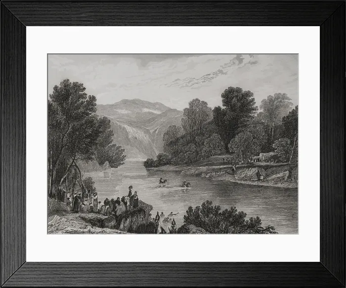 Framed Print : Banks of the Jordan River. Engraving by Aubert, 19th century Framed Print : Banks of the Jordan River. Engraving by Aubert, 19th century