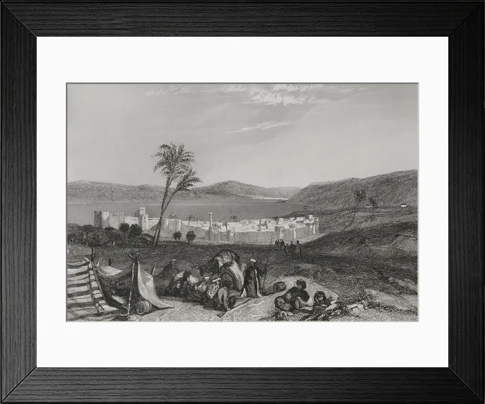 Framed Print : Tiberias and the Sea of Galilee. Engraving by Rouargue