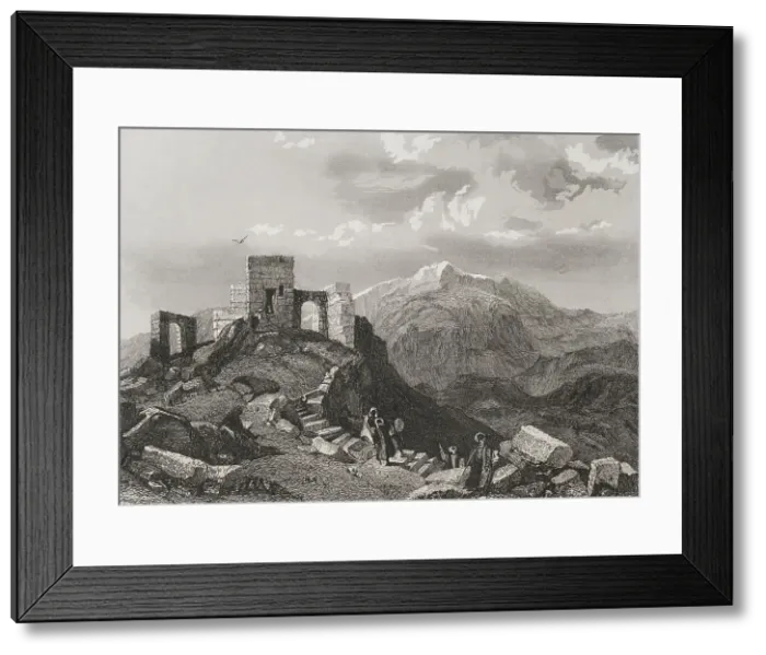 Framed Print : Summit of Mount Sinai. Ruins of a temple. Engraving Framed Print : Summit of Mount Sinai. Ruins of a temple. Engraving