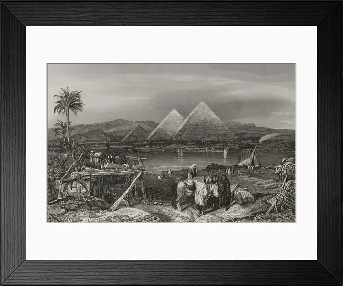 Framed Print : Egypt. Pyramids from the banks of the Nile. Site Framed Print : Egypt. Pyramids from the banks of the Nile. Site