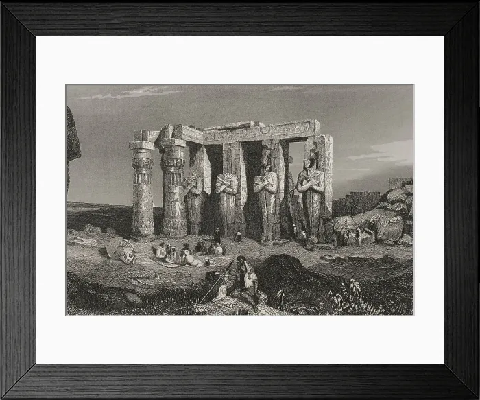 Framed Print : Egypt. Thebes. Temple of Memnon. Engraving by Rouargue Framed Print : Egypt. Thebes. Temple of Memnon. Engraving by Rouargue