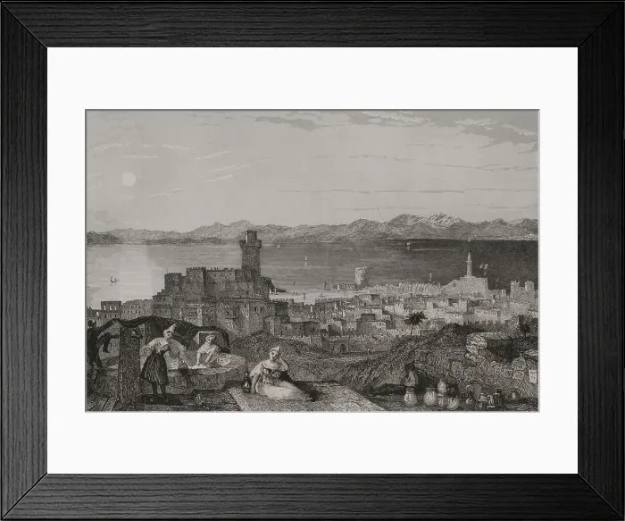 Framed Print : Rhodes. Engraving by Leonce Lhuillier Framed Print : Rhodes. Engraving by Leonce Lhuillier