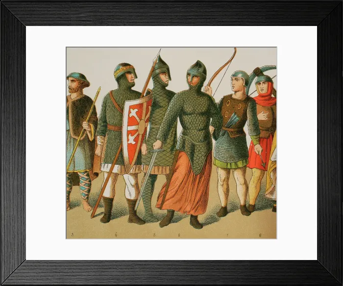 Framed Print : Normans, 1000-1100. From left to right: pilgrim and warriors Framed Print : Normans, 1000-1100. From left to right: pilgrim and warriors