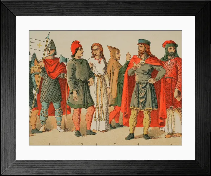 Framed Print : History of France, 1000. From left to right: warrior Framed Print : History of France, 1000. From left to right: warrior