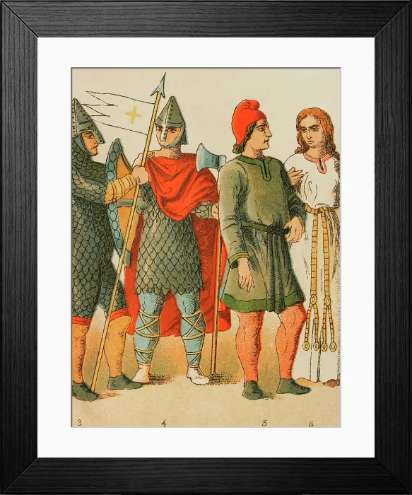 Framed Print : History of France, 1000. From left to right: warriors Framed Print : History of France, 1000. From left to right: warriors