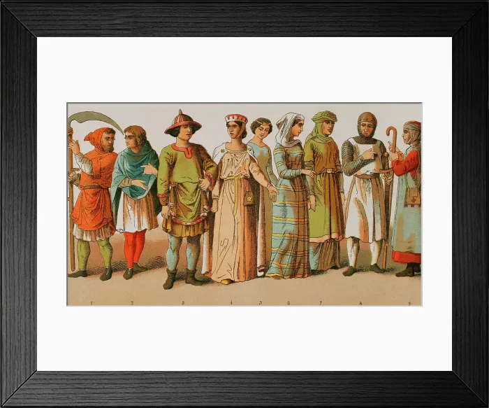 Framed Print : History of France, 1100. From left to right: ploughmen Framed Print : History of France, 1100. From left to right: ploughmen