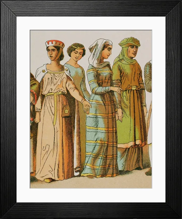 Framed Print : History of France, 1100. Noble ladies Framed Print : History of France, 1100. Noble ladies