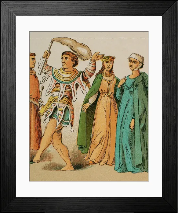 Framed Print : History of England, 1200. Buffoon and ladies Framed Print : History of England, 1200. Buffoon and ladies