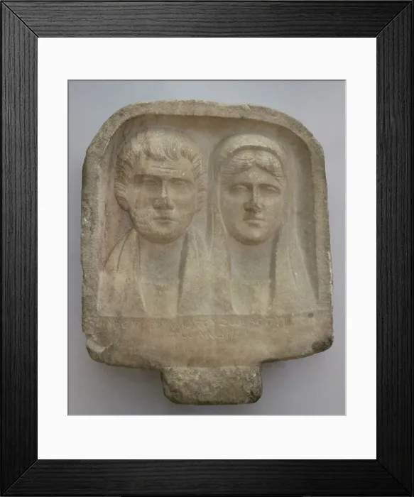 Framed Print : Bust of a bearded man and a woman. Stele of Ziles Framed Print : Bust of a bearded man and a woman. Stele of Ziles