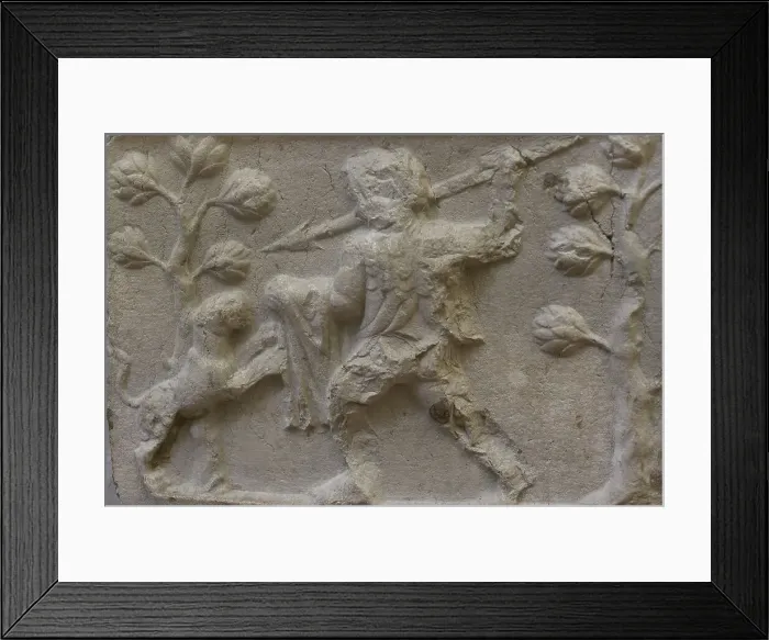 Framed Print : Man fighting a panther. Relief. 2nd century AD Framed Print : Man fighting a panther. Relief. 2nd century AD