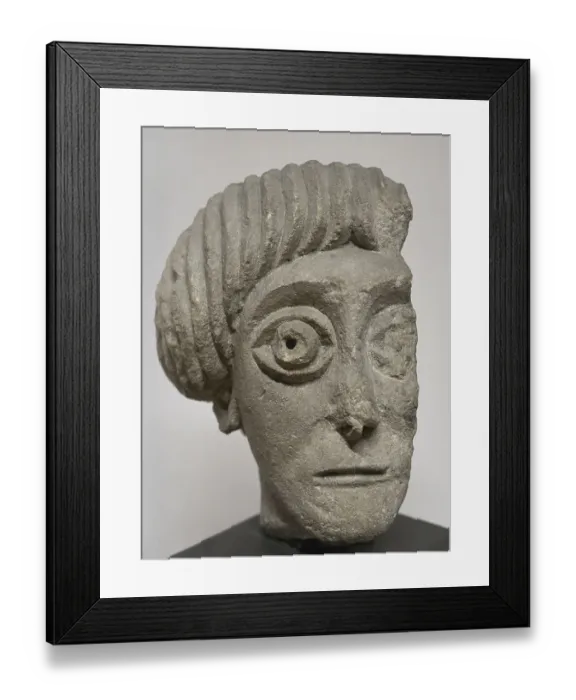 Framed Print : Head with male portrait. Limestone. Second half Framed Print : Head with male portrait. Limestone. Second half