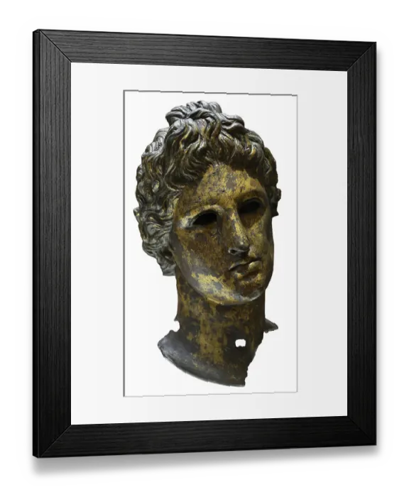 Framed Print : Head from a statue of Apollo. Bronze. 2nd-3rd Framed Print : Head from a statue of Apollo. Bronze. 2nd-3rd