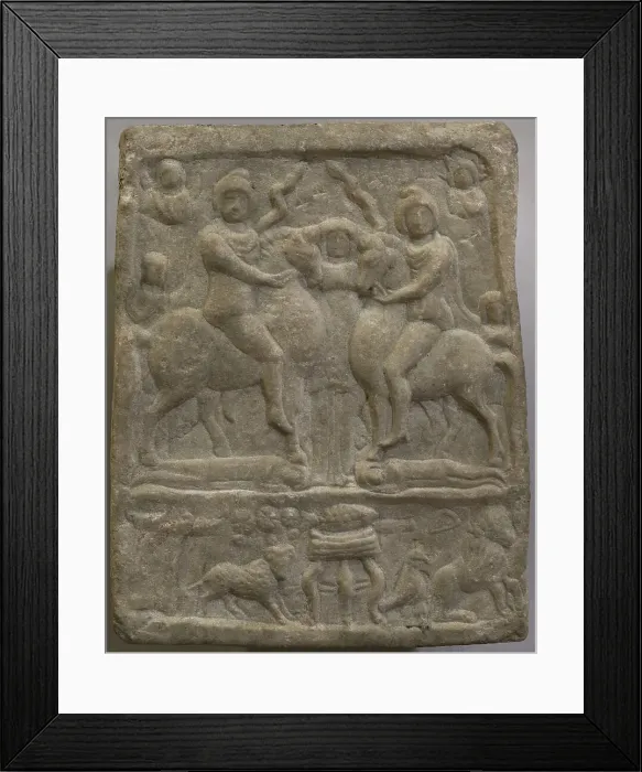 Framed Print : The Danube horsemen. Votive tablet. Marble. 2nd-3rd Framed Print : The Danube horsemen. Votive tablet. Marble. 2nd-3rd