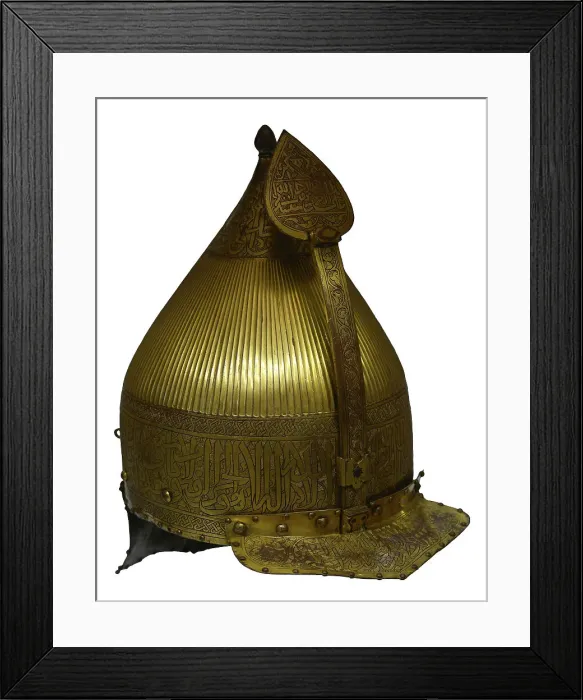 Framed Print : Turkish ceremonial helmet. Gilded bronze. Provenance Framed Print : Turkish ceremonial helmet. Gilded bronze. Provenance