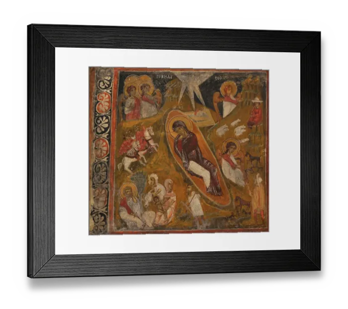 Framed Print : The Nativity of Christ. Mural painting. Detail Framed Print : The Nativity of Christ. Mural painting. Detail