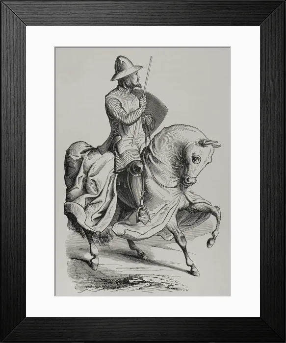 Framed Print : Knight in battledress, 12th century. Engraving Framed Print : Knight in battledress, 12th century. Engraving