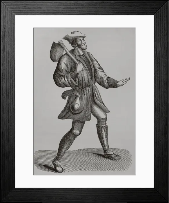 Framed Print : 15th century French peasant. Engraving Framed Print : 15th century French peasant. Engraving