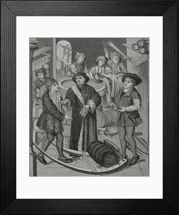Framed Print : The bishop of Tournai receiving the tithe of beer Framed Print : The bishop of Tournai receiving the tithe of beer