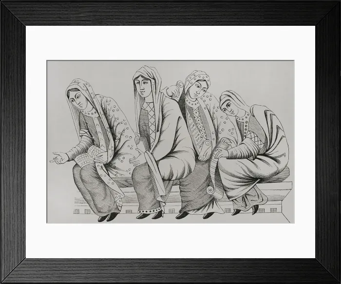 Framed Print : Dresses of noblewomen in the 11th century. Engraving Framed Print : Dresses of noblewomen in the 11th century. Engraving