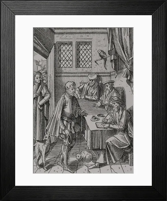 Framed Print : Tribunal of the King's Bailiff. Engraving. Facsimile Framed Print : Tribunal of the King's Bailiff. Engraving. Facsimile