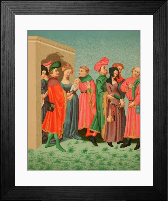 Framed Print : A young mother's retinue, depicting the Parisian Framed Print : A young mother's retinue, depicting the Parisian