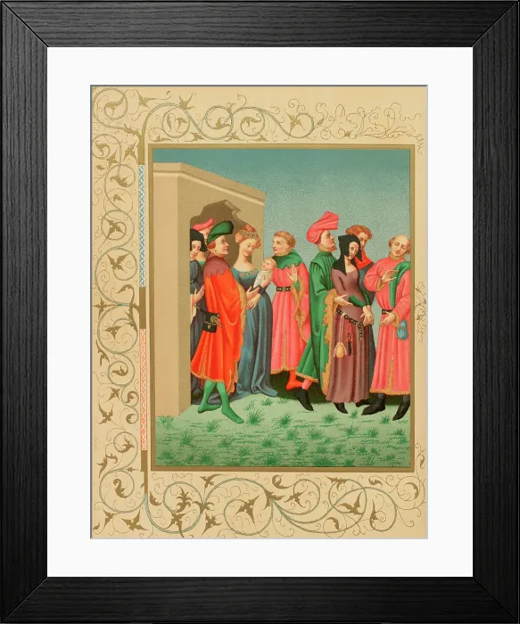 Framed Print : A young mother's retinue, depicting the Parisian Framed Print : A young mother's retinue, depicting the Parisian