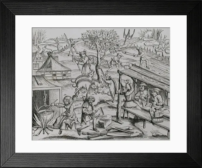 Framed Print : Life in the countryside. A woman with a distaff Framed Print : Life in the countryside. A woman with a distaff