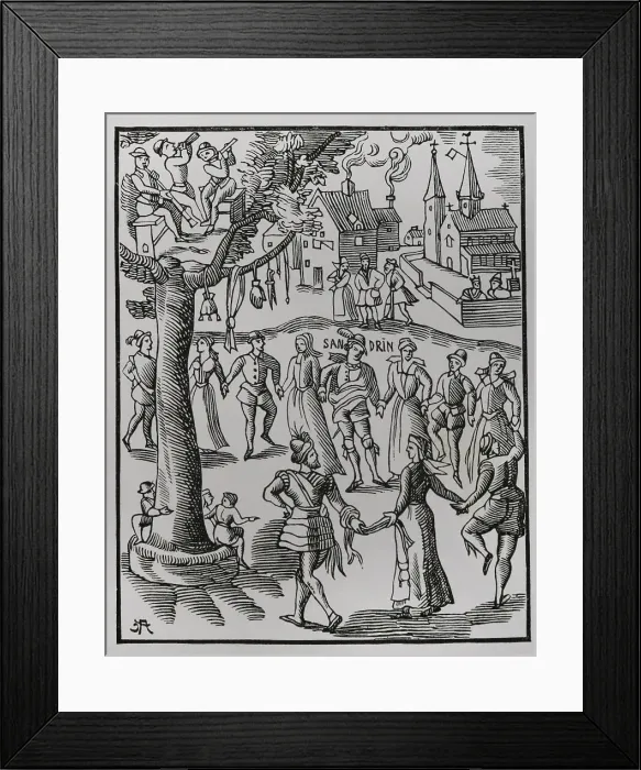 Framed Print : Village feast. Facsimile of an engraving from 1609 Framed Print : Village feast. Facsimile of an engraving from 1609