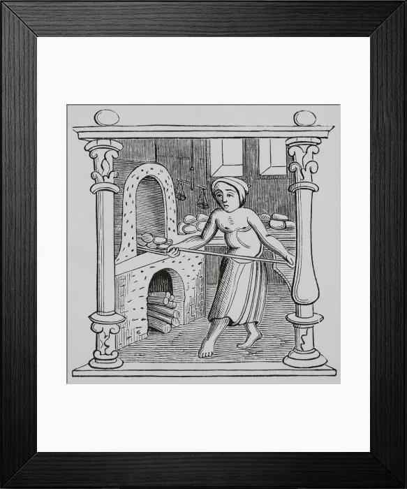 Framed Print : Bread making, 16th century. Engraving Framed Print : Bread making, 16th century. Engraving