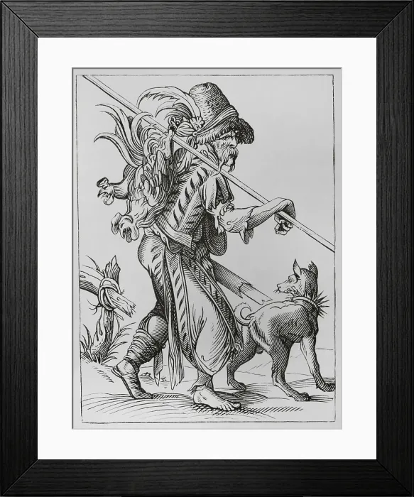 Framed Print : Poultry supplier, 16th century. Engraving Framed Print : Poultry supplier, 16th century. Engraving