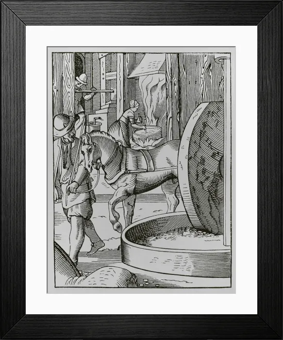 Framed Print : The oil maker, 16th century. Engraving Framed Print : The oil maker, 16th century. Engraving