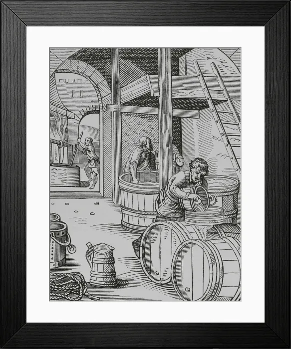 Framed Print : The brewer, 16th century. Engraving Framed Print : The brewer, 16th century. Engraving