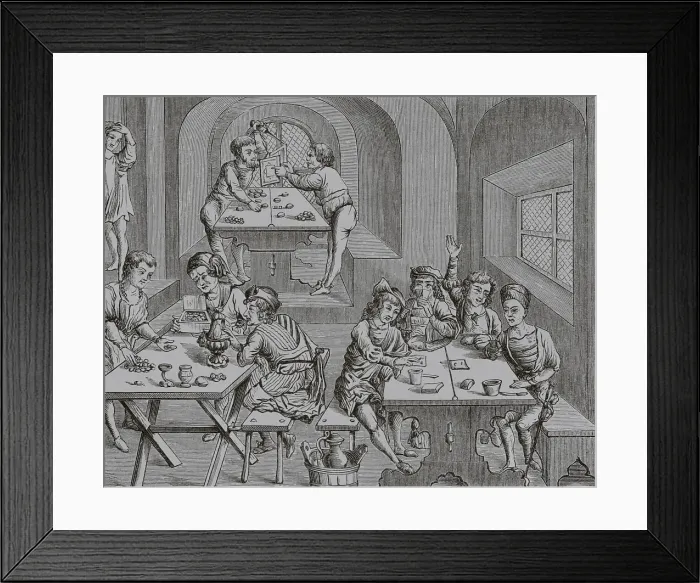 Framed Print : Interior of an hostelry. 19th century facsimile Framed Print : Interior of an hostelry. 19th century facsimile